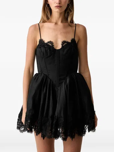 Bardot Ashta Lace Detail Mini Dress With Corset Detail In Black
