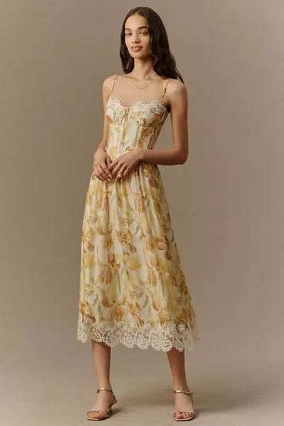 Bardot Ashta Lace-trim Maxi Dress In Yellow