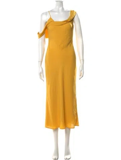 Pre-owned Bardot Asymmetrical Midi Length Dress In Yellow