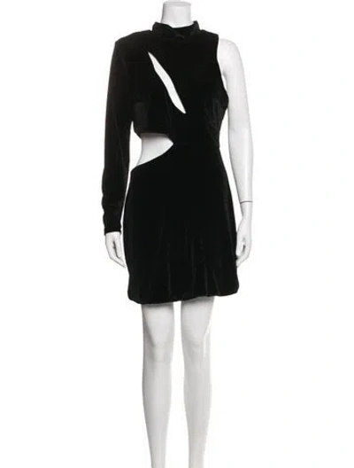 Pre-owned Bardot Asymmetrical Mini Dress In Black