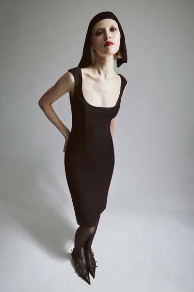 Bardot Audrey Fitted Midi Dress In Black