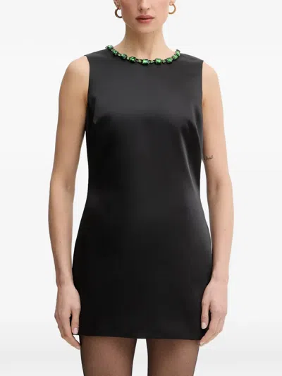 Bardot Audria Diamante Jewel Neckline Dress In Black