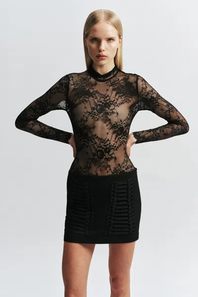 Bardot Aurel Stretch Lace Bodysuit In Black