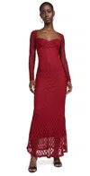 Bardot Avah Long Sleeve Mesh Overlay Dress In Deep Red