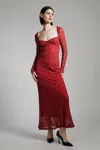 Bardot Avah Long Sleeve Mesh Overlay Dress In Deep Red