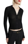 Bardot Ayda Long Sleeve Rib Top In Black