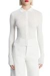 Bardot Ayda Long Sleeve Rib Top In Orchid White
