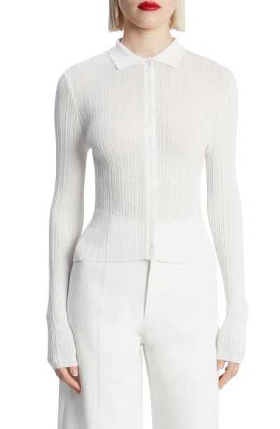 Bardot Ayda Long Sleeve Rib Top In Orchid White