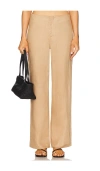 Bardot Balia Hipster High Waist Linen Pants In Brown