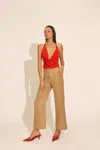 Bardot Balia Hipster Linen Pant In Latte