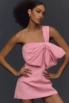 Bardot Bella One-shoulder Bow Mini Dress In Pink