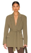 Bardot Belted Blazer In Khaki