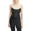 Bardot Blanca Polka Dot Satin Strapless Corset Top In Black Spot