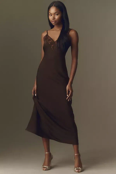 Bardot Bonita Lace-trim Maxi Dress In Brown