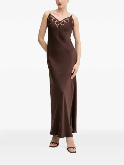 Bardot Bonita Lace-trim Maxi Dress In Brown