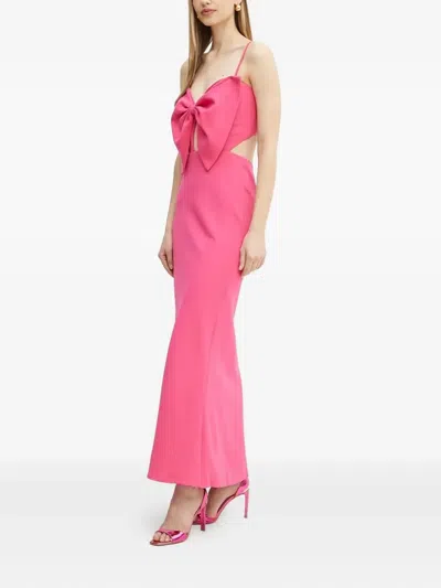 Bardot Bow-detail Cut-out Maxi Dress In Pink
