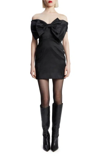 Bardot Bow Off The Shoulder Minidress In Black