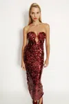Bardot Braya Sequin Midi Dress In Red