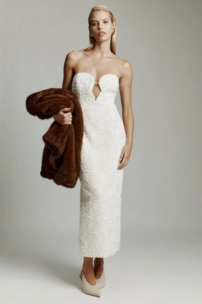 Bardot Braya Sequin Midi Dress In White