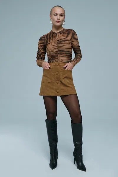 Bardot Brea Long Sleeve Bodysuit In Animal Pri