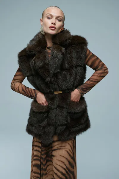 Bardot Brentley Faux Fur Vest In Black