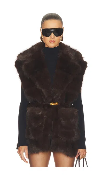 Bardot Brentley Faux Fur Vest In Dark Choco
