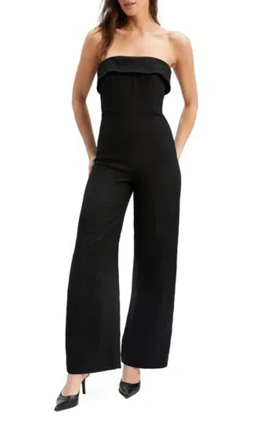 Bardot Brigitta Linen Wide Leg Jumpsuit In Black
