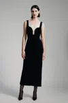 Bardot Brooklyn Velour Midi Dress In Black