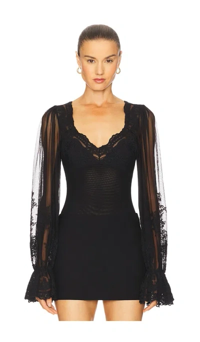 Bardot Bruna Lace Detail Bodysuit In Black