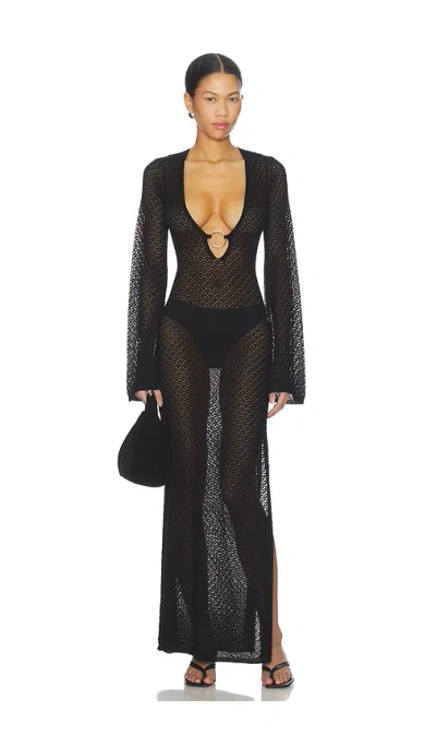Bardot Bryn Crochet Maxi Dress In Black