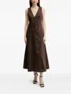Bardot Button-front Midi Dress In Brown