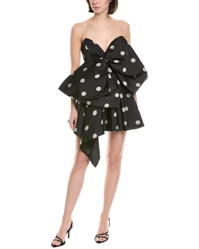 Bardot Bow Mini Dress In Black Polka Dot