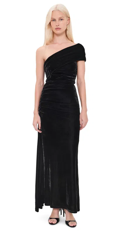 Bardot Calia Velour Maxi Dress Black