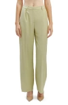 Bardot Callista High Waist Wide Leg Pants In Pale Khaki