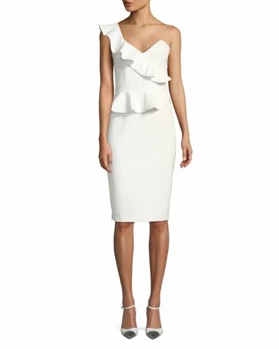 Bardot Camilla Asymmetrical Ruffle One-shoulder Midi Dress In White