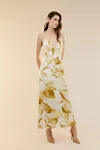 Bardot Capri Abstract Print Satin Slipdress In Green Fl