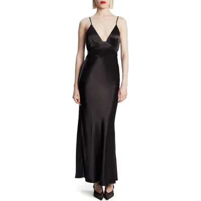 Bardot Capri Satin Cocktail Slipdress In Black