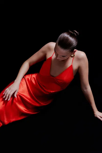 Bardot Capri Slip Dress In Fire Red