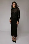 Bardot Carmen Lace Corset Midi Dress In Black