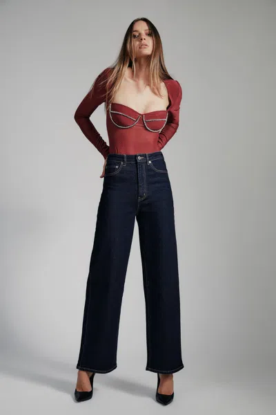 Bardot Carter Diamante Bodysuit In Blue