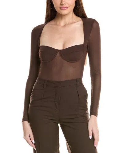 Bardot Carter Mesh Wool-blend Bodysuit In Brown