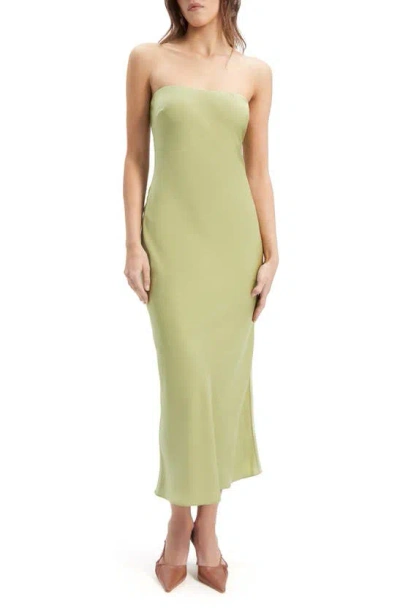 Bardot Casette Strapless Satin Cocktail Dress In Green | ModeSens