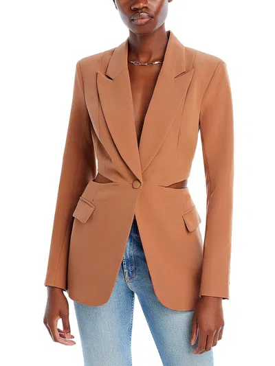 Bardot Cassian Womens Cutout Office One-button Blazer In Brown