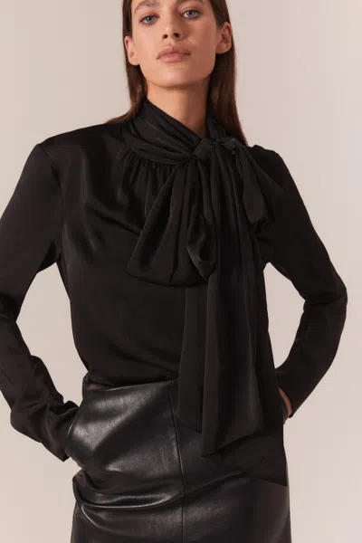 Bardot Castian Satin Blouse In Black
