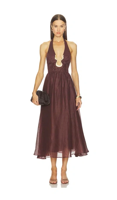 Bardot Cavarly Ramie Halter Dress In Brown