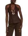 Bardot Cavarly Linen Halter Top Chocolate In Brown