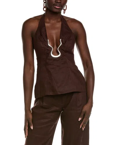 Bardot Cavarly Ramie Halter Top In Brown