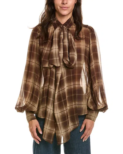 Bardot Cecile Tie-neck Top In Tan