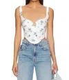Bardot Cello Bustier Top In Blue Floral In Blue