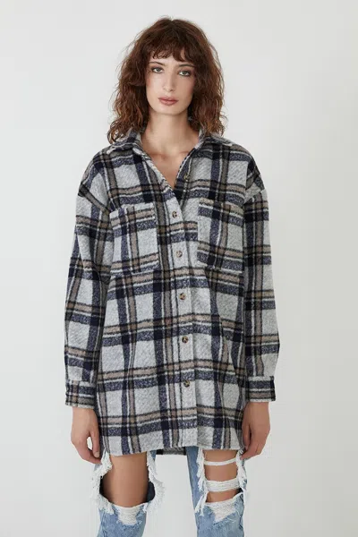 Bardot Checked Flannel Shirt In Blue